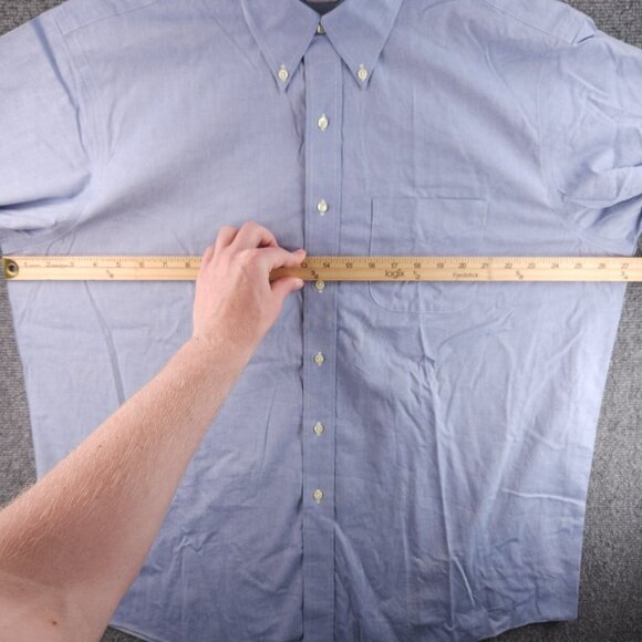 Brooks Brothers Button-Down 17.5 2/3 Regular Cotton Non-Iron Blue Long Sleeve - Picture 12 of 15